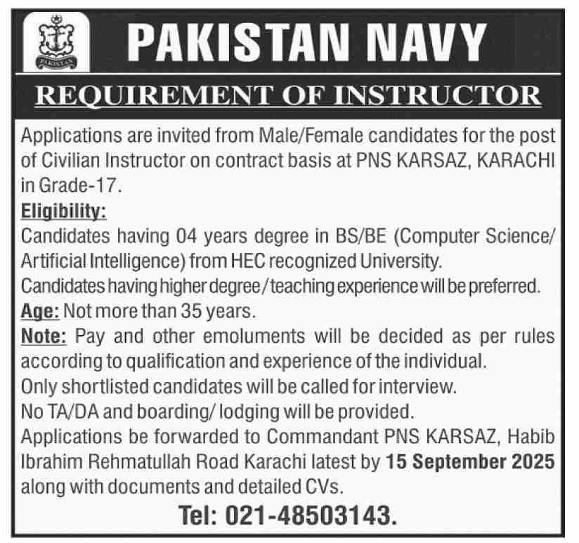 Jobs in Pakistan Navy